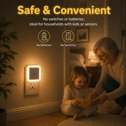 💡 6-Pack Dusk-to-Dawn LED Night Lights – Warm White, Plug-In 🌙