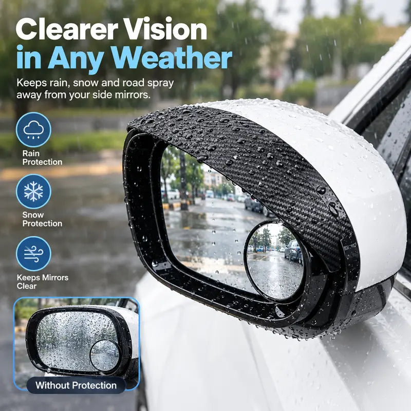 🚗 2-Pack Car Side Mirror Rain Visors with 360° Blind Spot Mirrors – Clearer Views in the Rain 🌧️