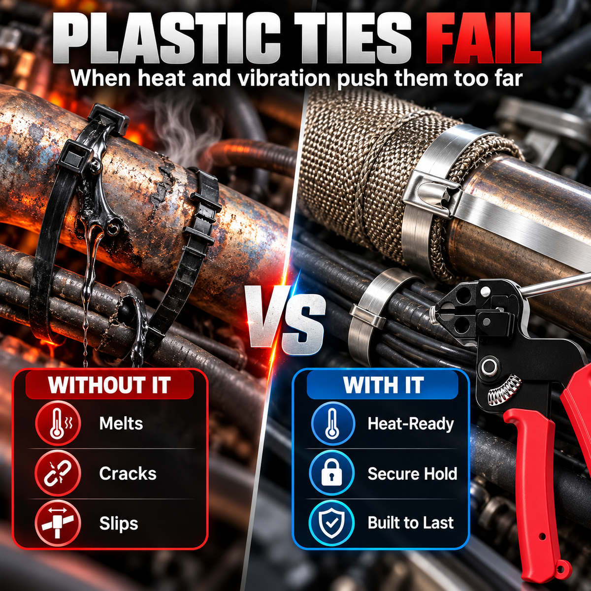 🔧 Heavy-Duty Stainless Steel Cable Tie Tool Set – 11.8″ Self-Locking Ties & Removal Screwdriver 🛠️