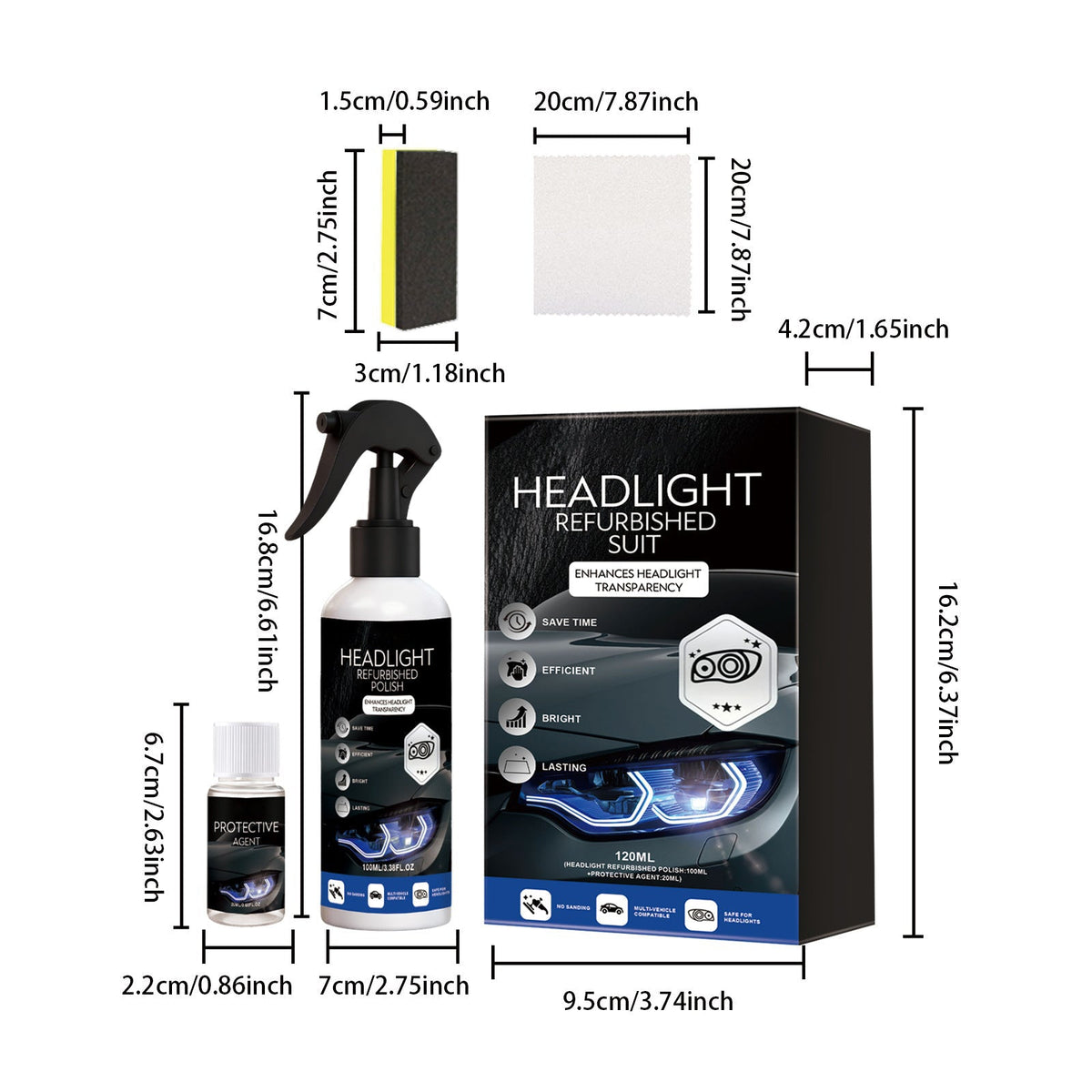Automotive headlamp restoration fluid kit