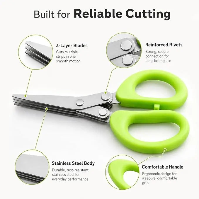 ✂️🌿 5-Blade Stainless Steel Herb Scissors with Protective Sheath ✨