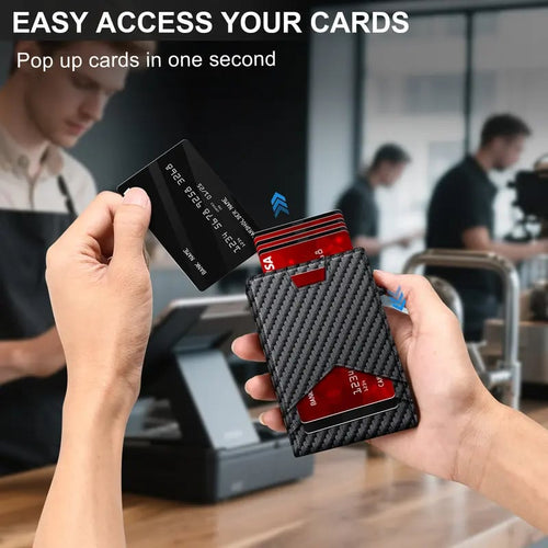 💳 Men's RFID Minimalist Bifold Wallet – Pop-Up Card Holder, Money Clip & ID Window 🎁
