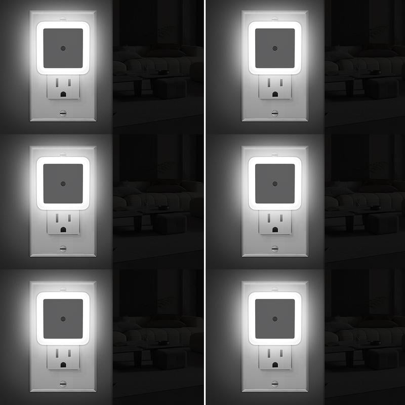 💡 6-Pack Dusk-to-Dawn LED Night Lights – Warm White, Plug-In 🌙