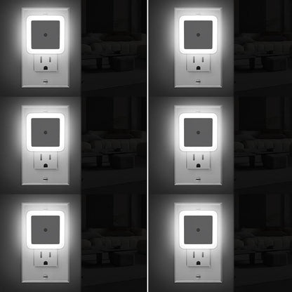 💡 6-Pack Dusk-to-Dawn LED Night Lights – Warm White, Plug-In 🌙