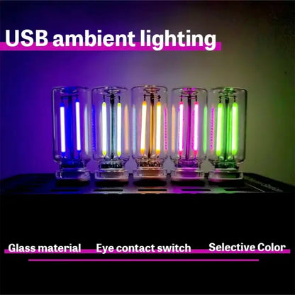 🚗✨ USB Touch-Dimmable LED Filament Night Light – Warm Ambient Glow for Cars & Bedrooms 💡