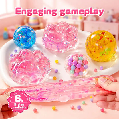 🐾✨ Kawaii DIY Cat Paw Squishy Kit – Soft Mochi Texture Stress Relief Toy 😌