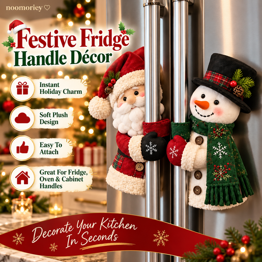 🎅⛄ Santa & Snowman Christmas Handle Decor Set 🎄✨