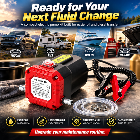 🔧 12V 80W Oil Extractor Pump – Fluid Transfer & Suction Pump with Tubing Kit 🚗