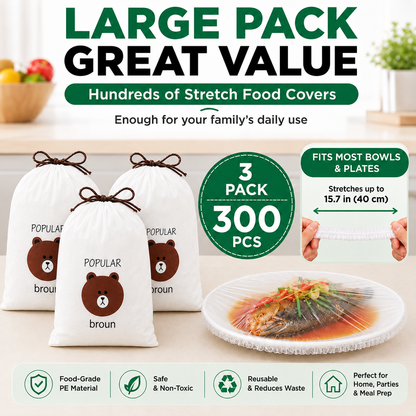 🍽️ Elastic Stretch Bowl Covers 🔁Disposable Microwave Safe Food Storage Covers
