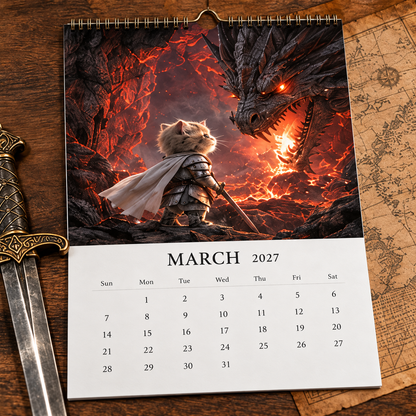 🐱⚔️ 2027 Knight Cat vs. the Dragon Calendar 🐉