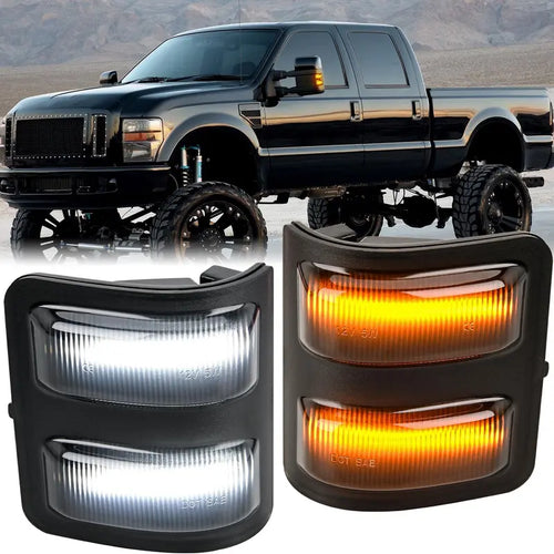 💡💡Nilight Switchback LED Truck Mirror Lights – Amber Turn Signals & White Parking Lamps, Smoked Lens, Plug-and-Play for Select 2008–2016 Ford F-250, F-350, F-450 & F-550 Super Duty