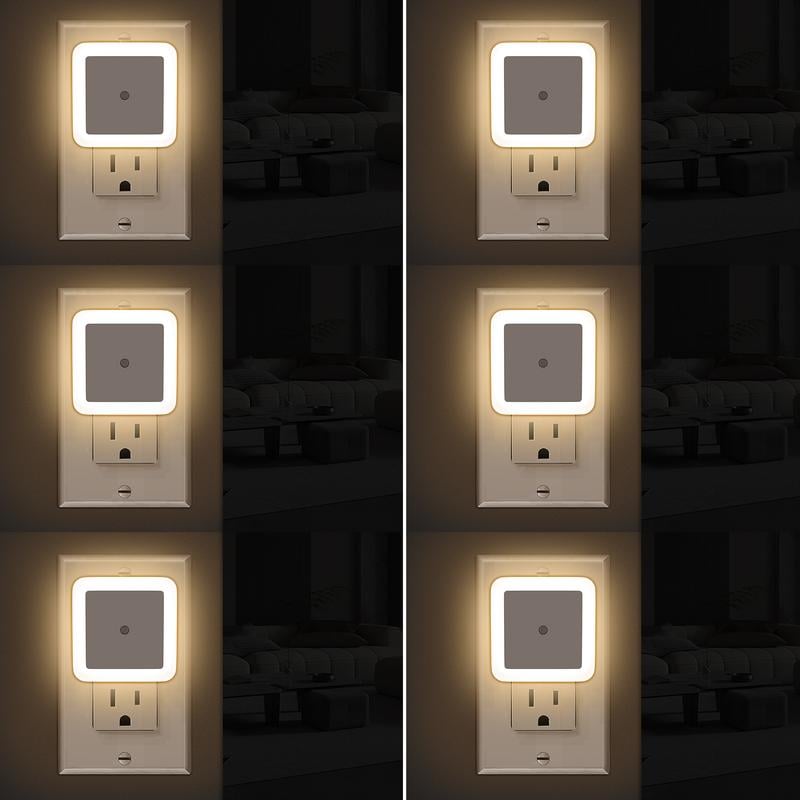 💡 6-Pack Dusk-to-Dawn LED Night Lights – Warm White, Plug-In 🌙