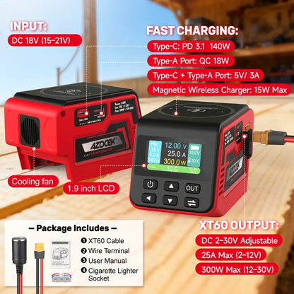 ⚒️Adjustable DC Power Hub for Milwaukee M18 Batteries | XT60, USB-C & Wireless Charging