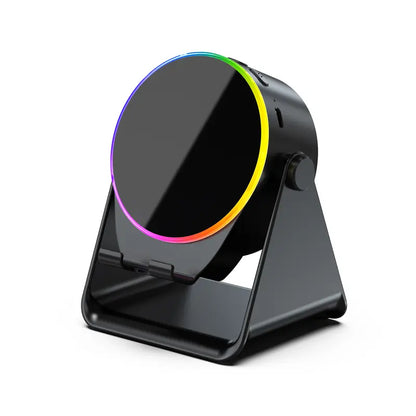 5-in-1 Wireless Induction Bluetooth Speaker – 360° Rotating LED Light Stand, 10m Range