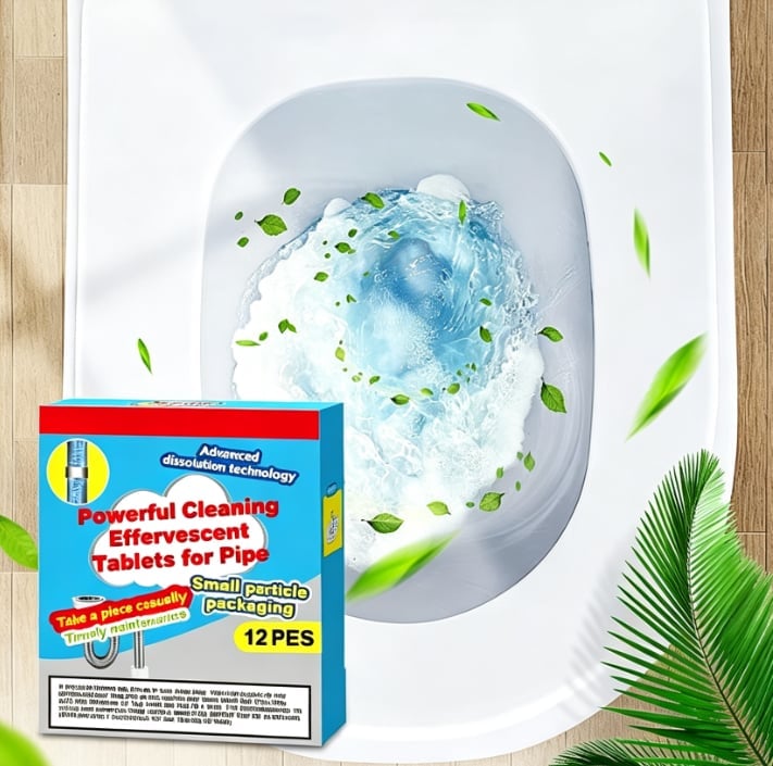 🎉🔥49% OFF ❤️Powerful Cleaning Effervescent Tablets for Pipe, Fast Dissolve Hair Grease Clogs, Deodorizing Antibacterial Pipe Cleaner for Sink Toilet Floor Drain