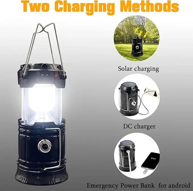 🏕️🔦 Foldable LED Camping Lantern – Solar & USB-C Charging with Flashlight Mode ☀️