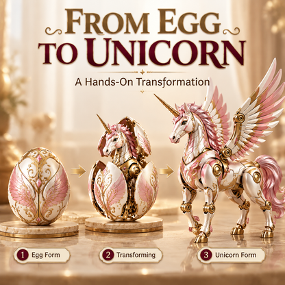 Mechanical Winged Unicorn Toy with Decorative Egg – Pink & Gold Fantasy Collectible Gift