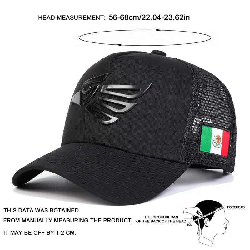 🧢☀️ Unisex Mexican Eagle Baseball Net Cap – Adjustable Outdoor Snapback Trucker Hat 🦅