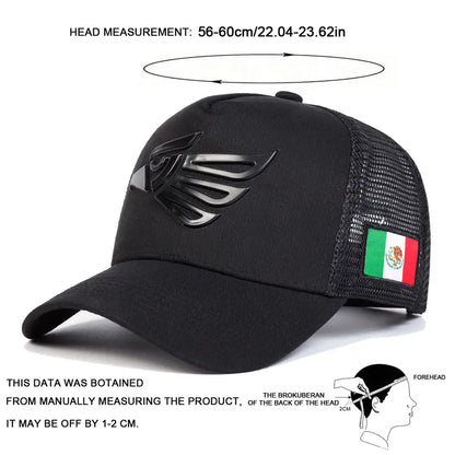 🧢☀️ Unisex Mexican Eagle Baseball Net Cap – Adjustable Outdoor Snapback Trucker Hat 🦅