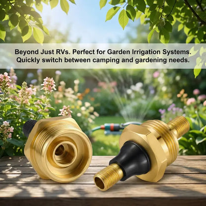 Brass RV Blow Out Plug with Drain Valve – Winterizing Air Hose Adapter