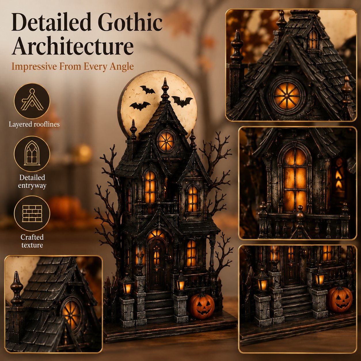 🔥Last Day 49% OFF - 🧙🖤Lighted Halloween Haunted House & Character Figurine Collection