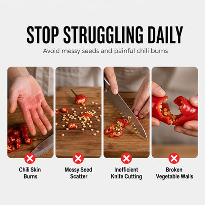 🌶️ Premium 304 Stainless Steel Pepper Corer – Kitchen Vegetable Seed Remover ✨