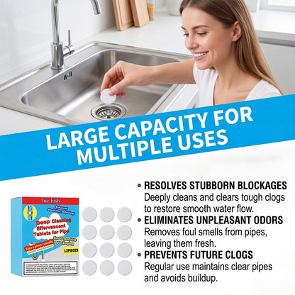 🎉🔥49% OFF ❤️Powerful Cleaning Effervescent Tablets for Pipe, Fast Dissolve Hair Grease Clogs, Deodorizing Antibacterial Pipe Cleaner for Sink Toilet Floor Drain