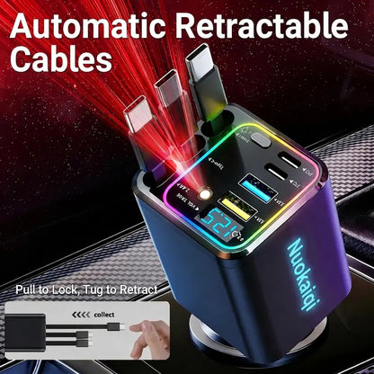 ⭐⭐120W 4-in-1 Power Hub with Galaxy Star Projector & Retractable Cables