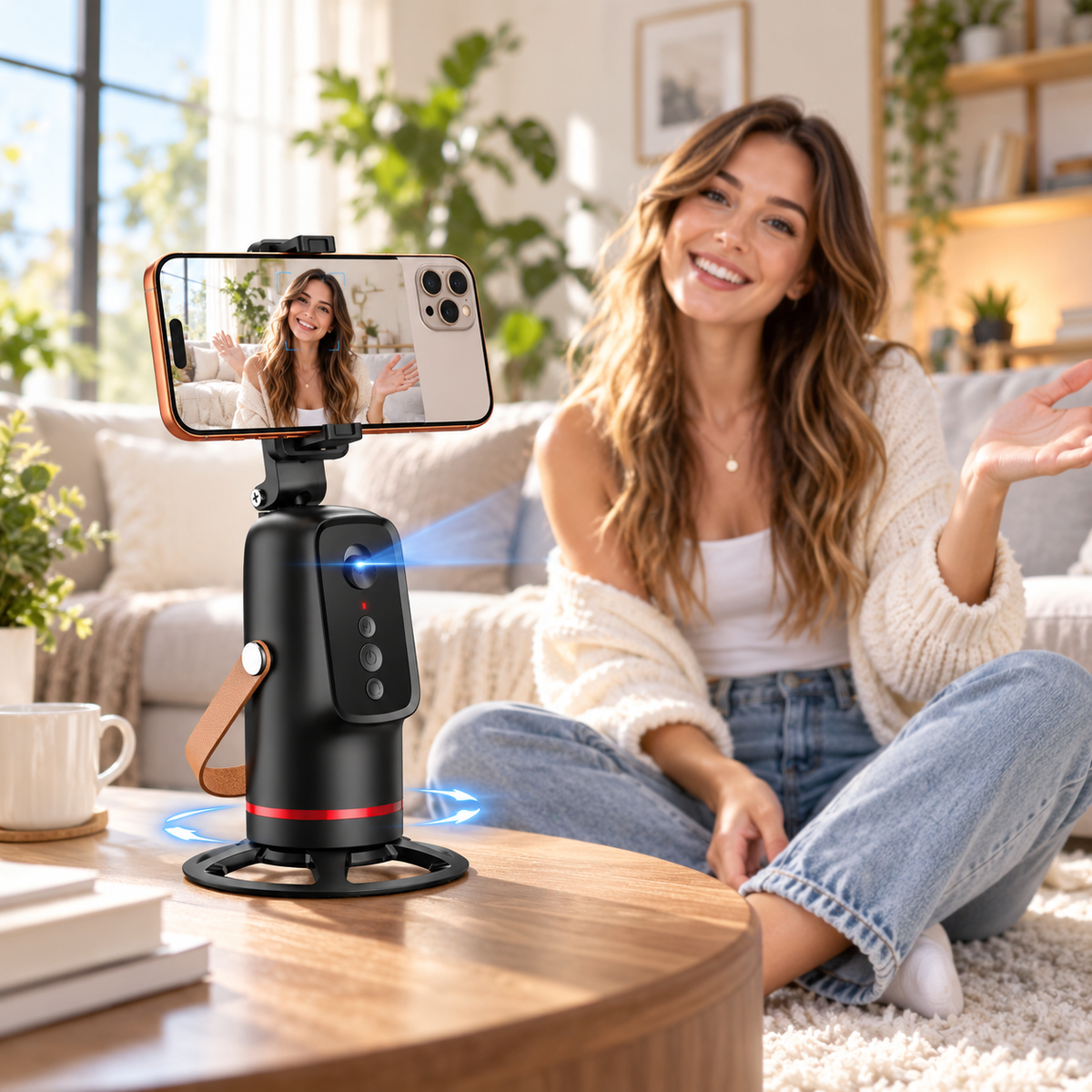 📱360° Auto Face Tracking Phone Holder  – Gesture Control Hands-Free Vlogging Stand