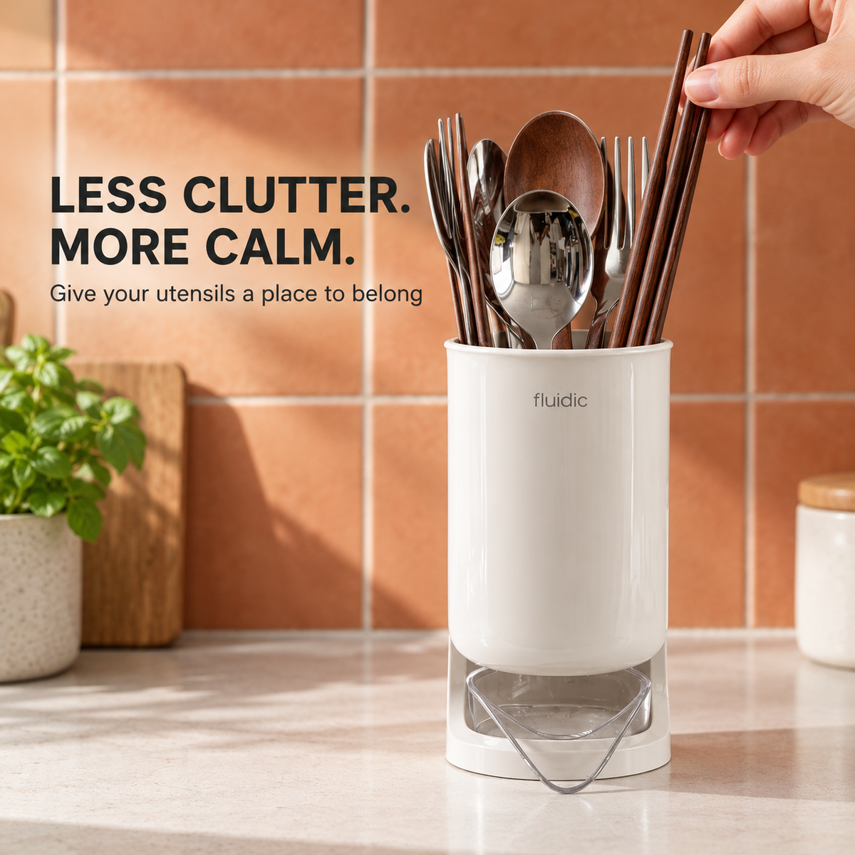 ✨✨Draining Utensil Holder – Compact Countertop Organizer for Chopsticks, Spoons & Forks