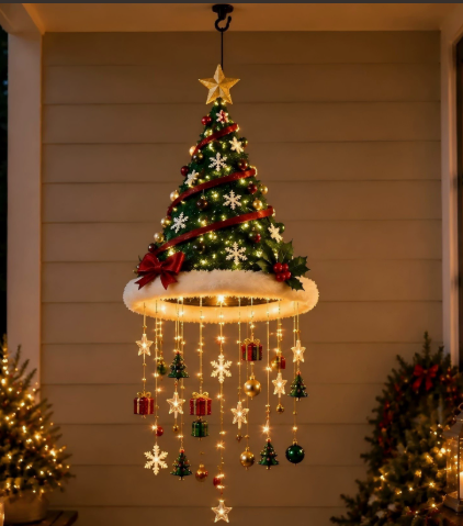 🎅🎅Santa Hat LED Hanging Light – Cascading Warm Fairy Lights with Festive Christmas Charms