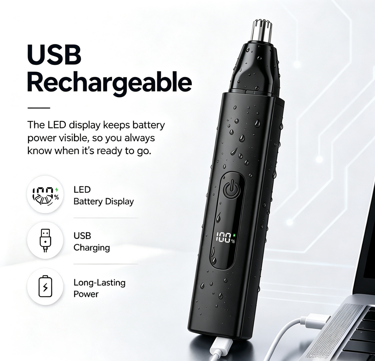 Professional LED Display Nose & Ear Trimmer, Painless Travel Gifts for Men Women.