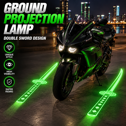 Motorcycle LED Sword Ground Projection Lights – Dual-Beam Night Underglow