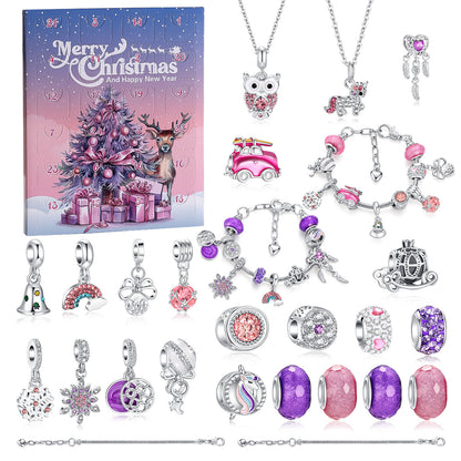 🎄 24-Day Christmas DIY Bead Charm Kit – Necklace, Bracelet & Daily Jewelry-Making Surprises ✨