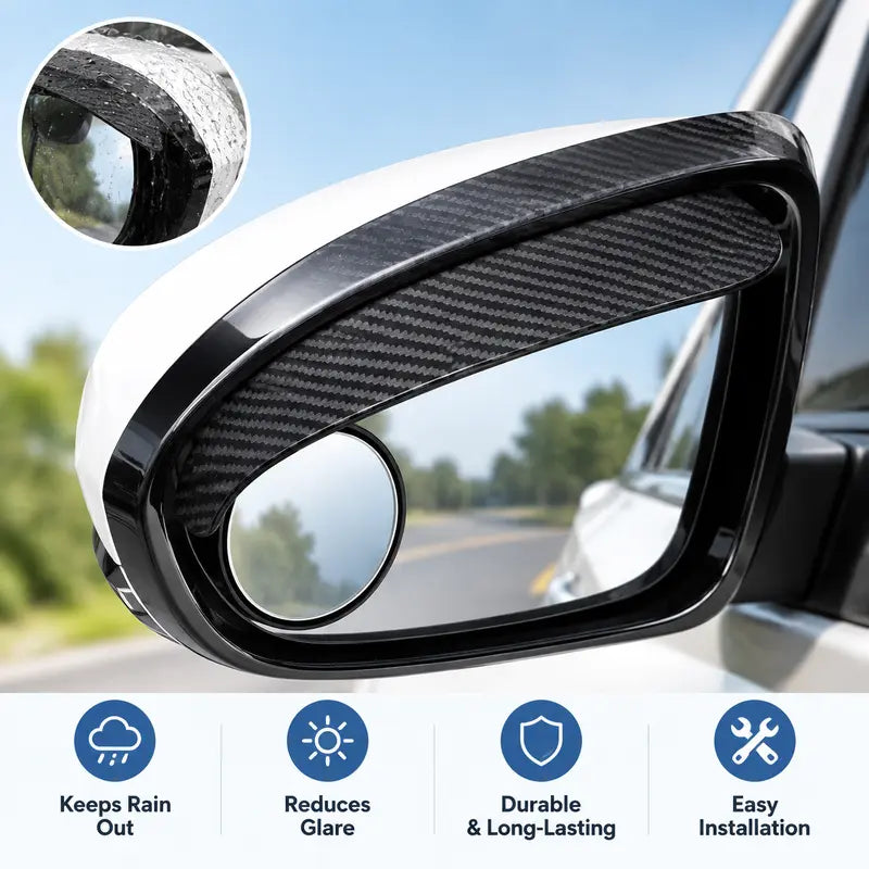 🚗 2-Pack Car Side Mirror Rain Visors with 360° Blind Spot Mirrors – Clearer Views in the Rain 🌧️