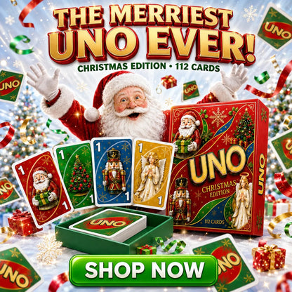🔥🔥Last Day 50% OFF🎉-🃏UNO Christmas Edition🎄 Holiday Family Card Game with 112 Festive Cards
