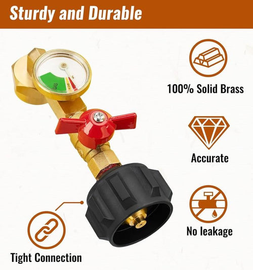 💥 Propane Refill Adapter with Valve & Gauge