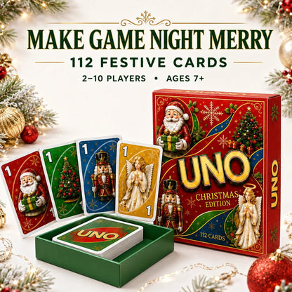 🔥🔥Last Day 50% OFF🎉-🃏UNO Christmas Edition🎄 Holiday Family Card Game with 112 Festive Cards