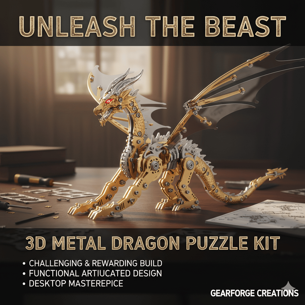 3D Metal Dragon Puzzle Kit – Mechanical DIY Model for Adults & Teens