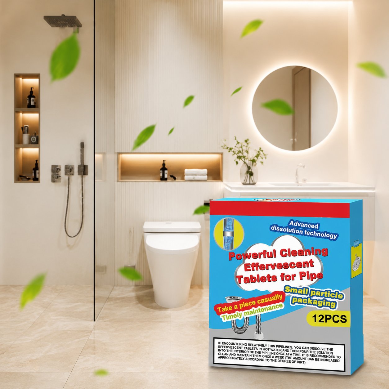 🎉🔥49% OFF ❤️Powerful Cleaning Effervescent Tablets for Pipe, Fast Dissolve Hair Grease Clogs, Deodorizing Antibacterial Pipe Cleaner for Sink Toilet Floor Drain