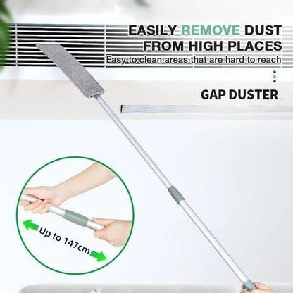 Retractable Microfiber Dusting Brush – 2-in-1 Crevice Cleaner with 2 Washable Dusting Cloths