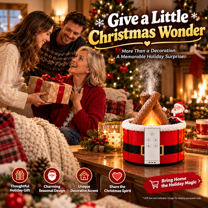 🎄 MerryMist Christmas Campfire Aroma Diffuser – Cozy Flame-Style Glow, Festive Mist & Adorable Santa/Gingerbread Designs