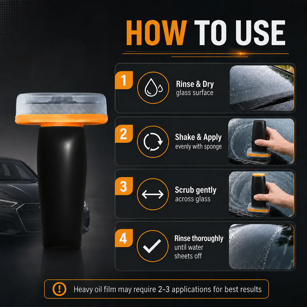 🚗✨ Windshield Oil Film Eraser Wand Pro Kit – All-in-1 Deep Cleaner for Haze, Bugs & Stains 🧽
