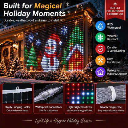 🔥LAST DAY 50% OFF✨🎄 Turn Your Balcony Into a Christmas Show – Animated LED Pixel Curtain Lights🎅