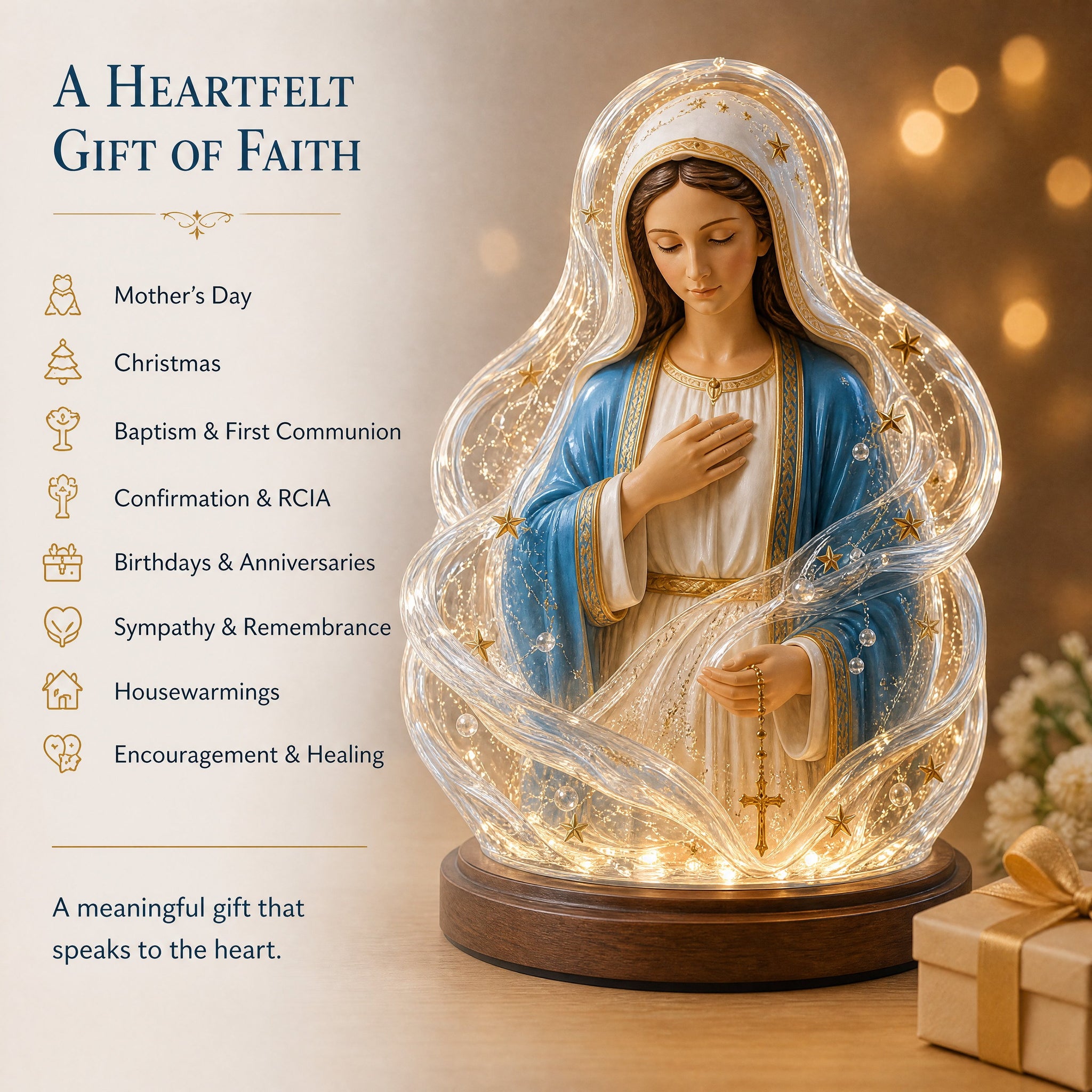 "🔥HOT SALE🔥🙏Our Lady of Starlight Illuminated Prayer Statue | Religious Decor & Faith Gift✨"