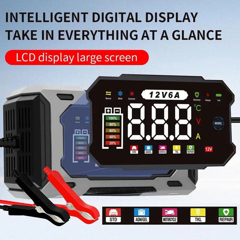 12V6A Plug-in Intelligent Lead Acid Battery Charger & Maintainer