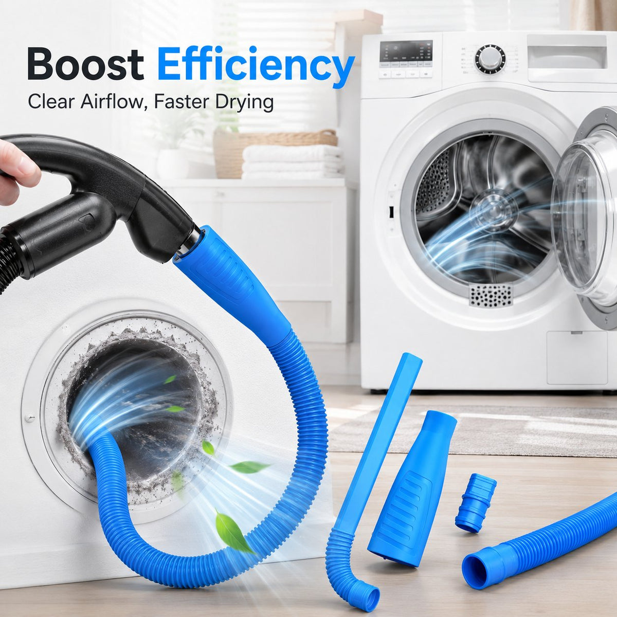 🧹 2-in-1 Dryer Vent Cleaning Kit – Vacuum Hose Attachment & Flexible Lint Brush ✨