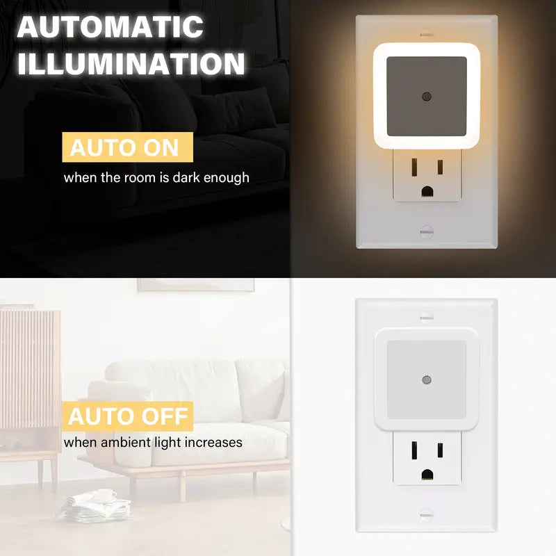 💡🔌Dusk-to-Dawn LED Plug-In Night Lights, 6-Pack – Warm White, 0.5W for Bedrooms, Bathrooms & Hallways
