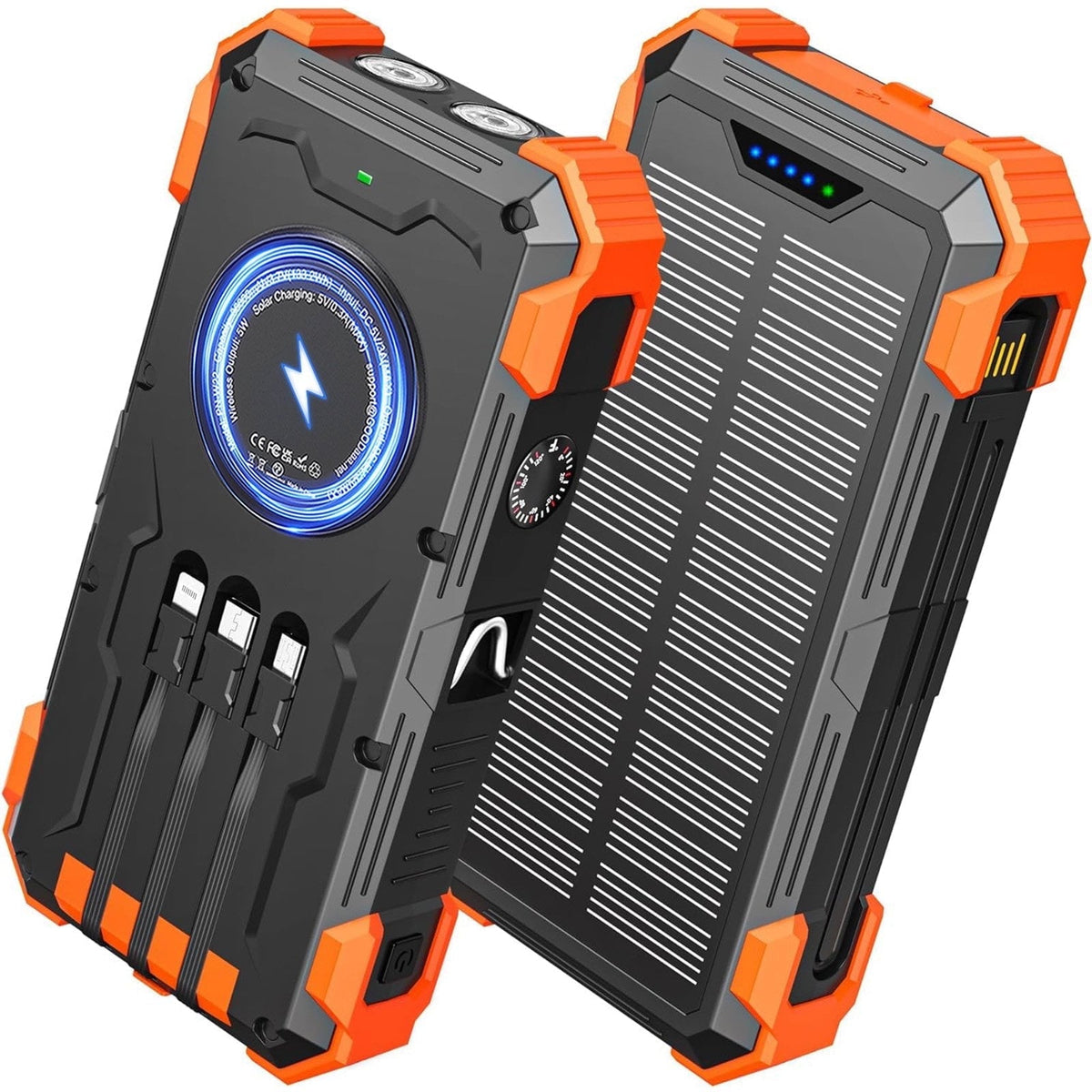 2026 Must-Have: Massive Capacity Power Bank for Emergency & Survival（49800mAh Solar Charger Power Bank with 4 Cables）