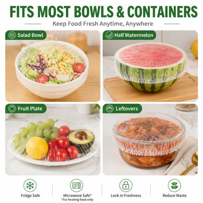 🍽️ Elastic Stretch Bowl Covers 🔁Disposable Microwave Safe Food Storage Covers